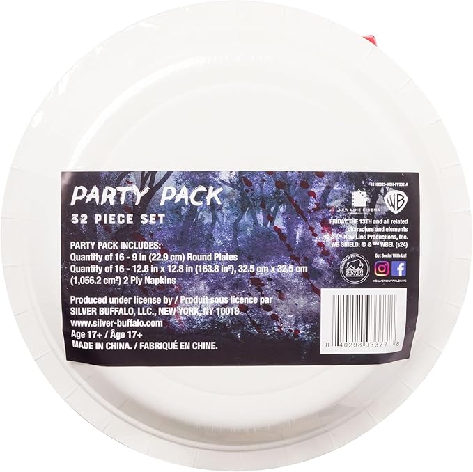 Friday the 13th Paper Napkin and Plate Party Pack