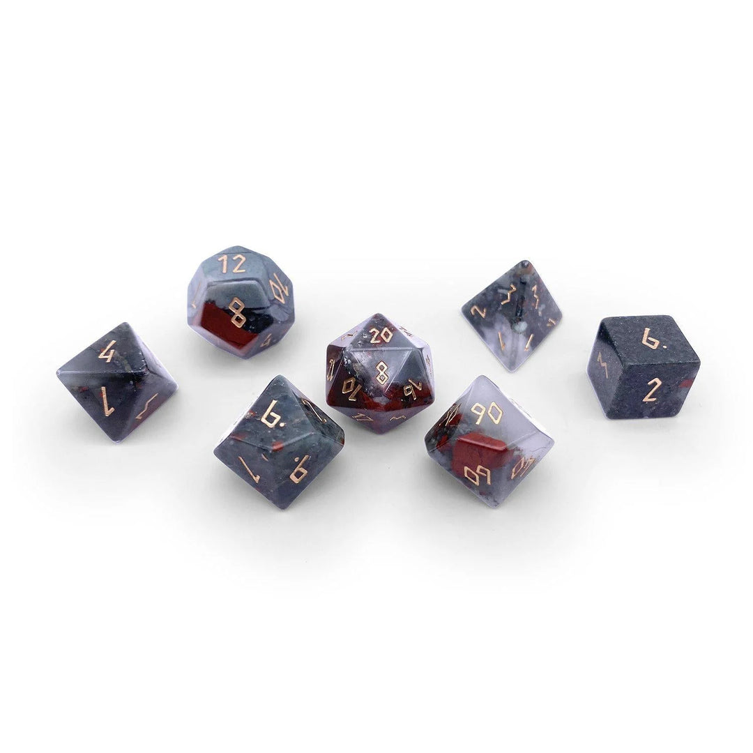 Gemstone Dice - Bloodstone - 7 Piece RPG Set