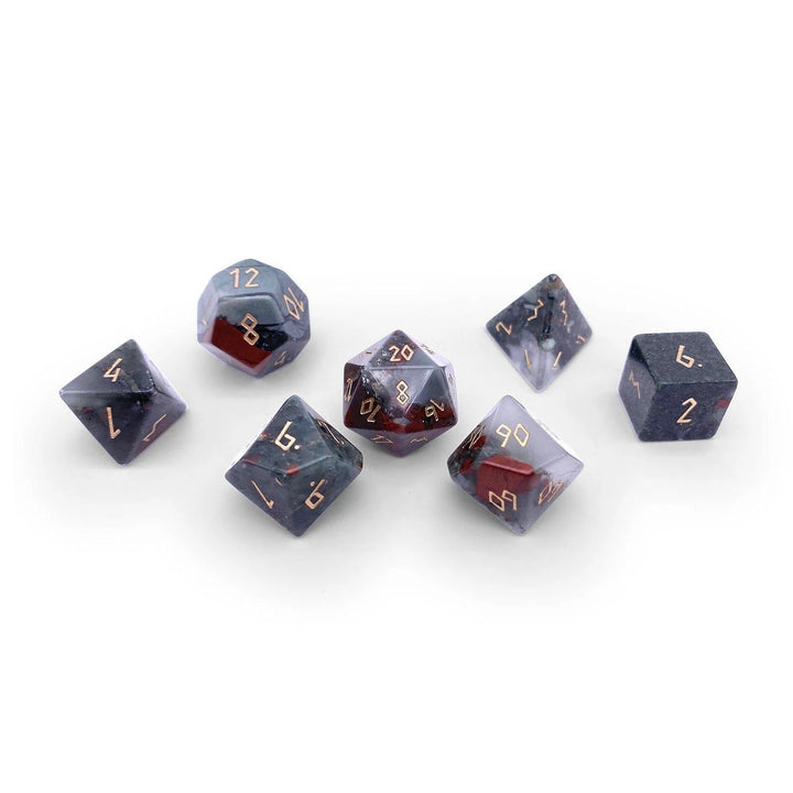 Gemstone Dice - Bloodstone - 7 Piece RPG Set