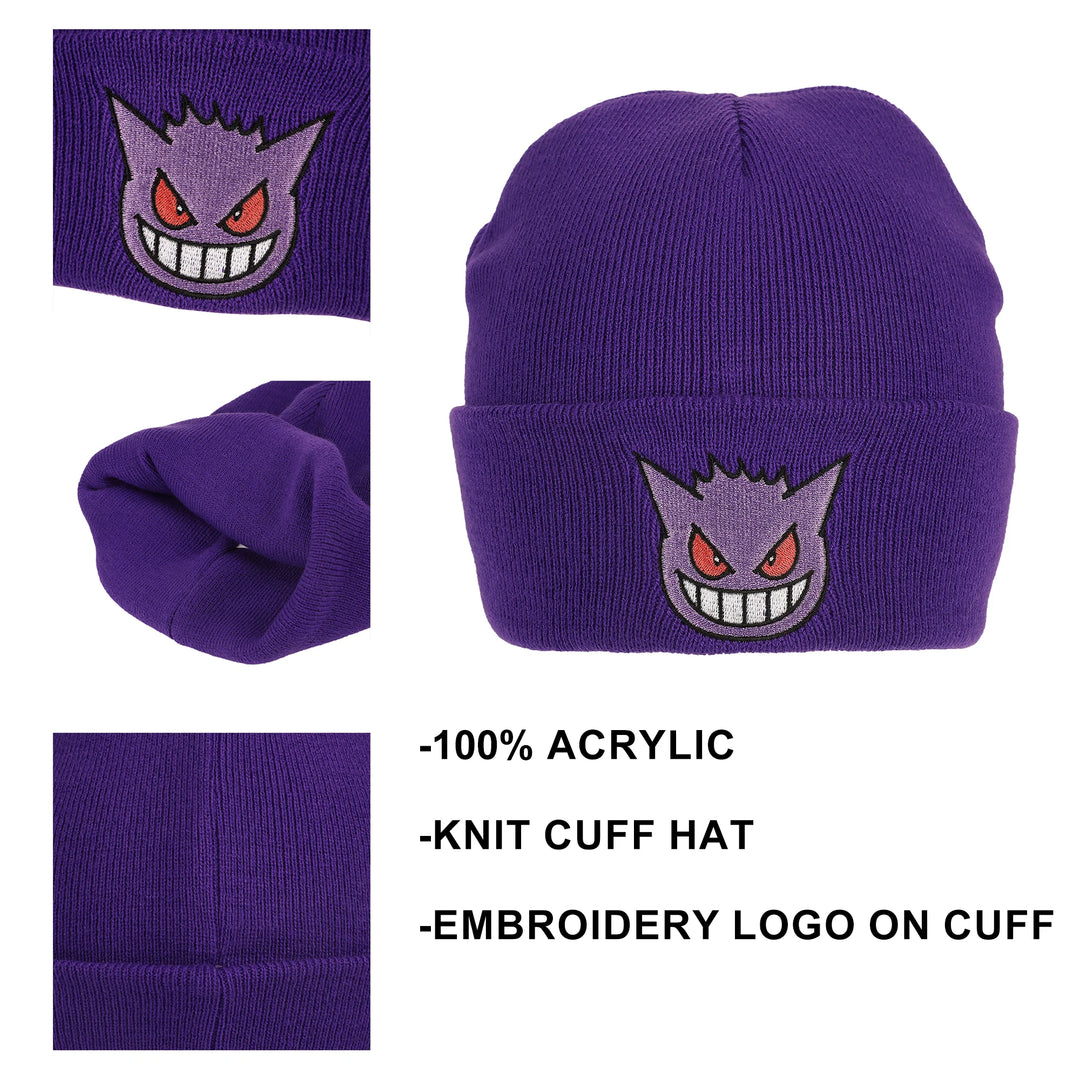 Gengar Pokemon Embroidery Knit Cuff Beanie