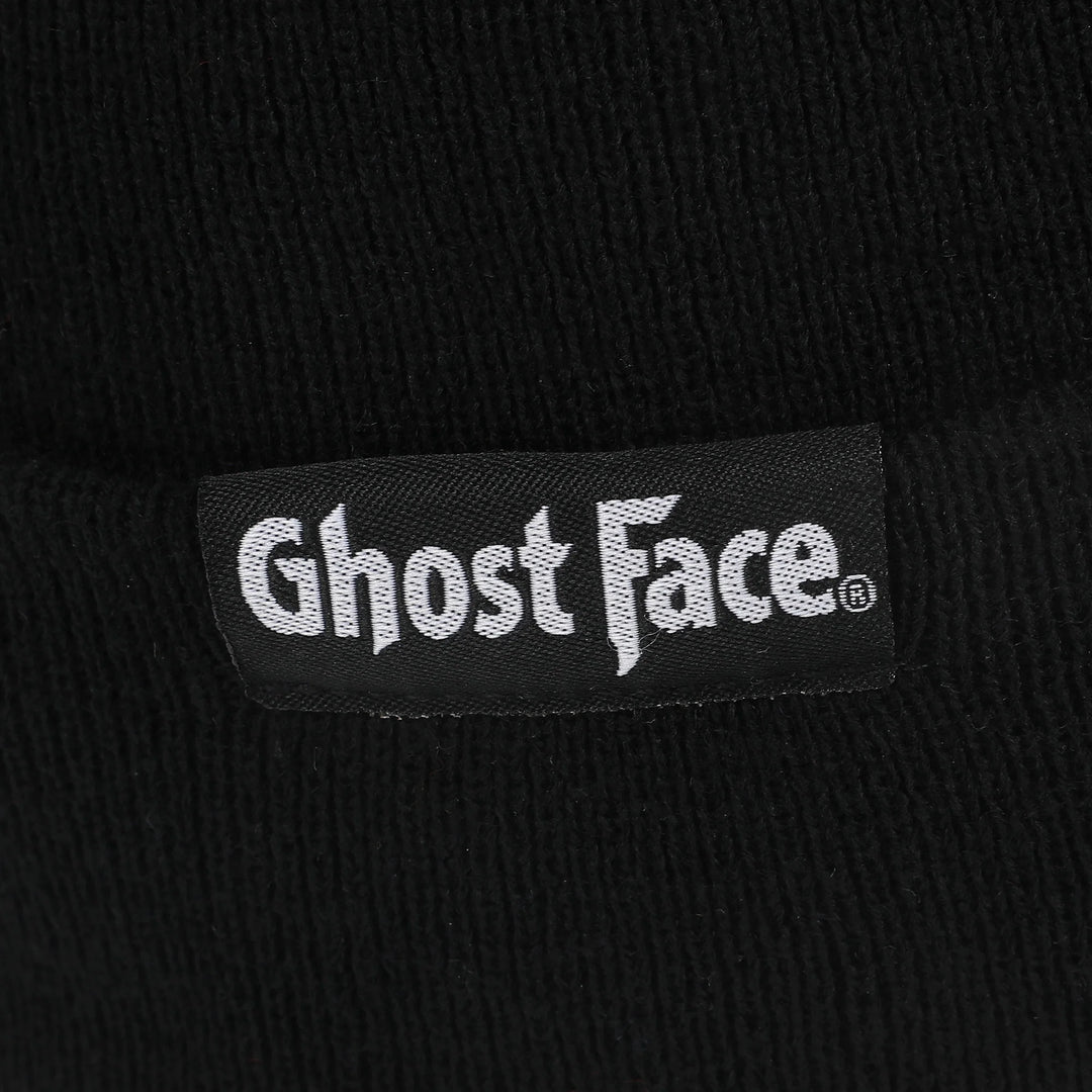 Ghostface Embroidered Face Logo Black Cuff Beanie Hat