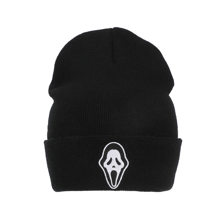 Ghostface Embroidered Face Logo Black Cuff Beanie Hat