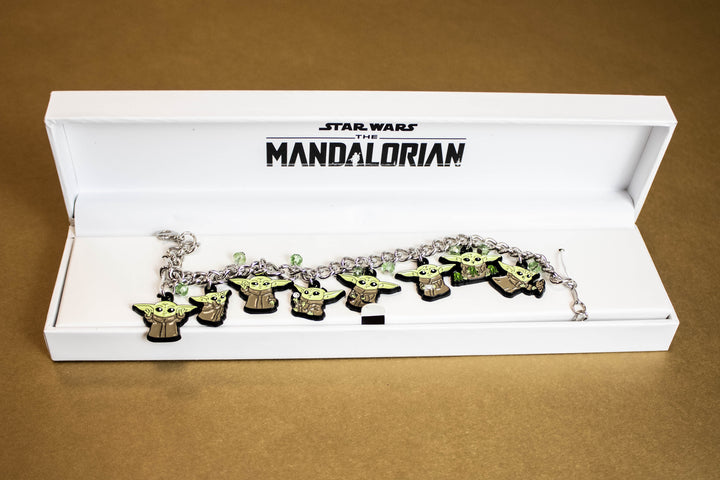 Star Wars The Mandalorian Grogu Stainless Steel Enamel Charm Bracelet