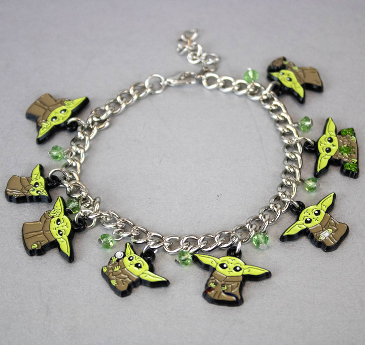 Star Wars The Mandalorian Grogu Stainless Steel Enamel Charm Bracelet