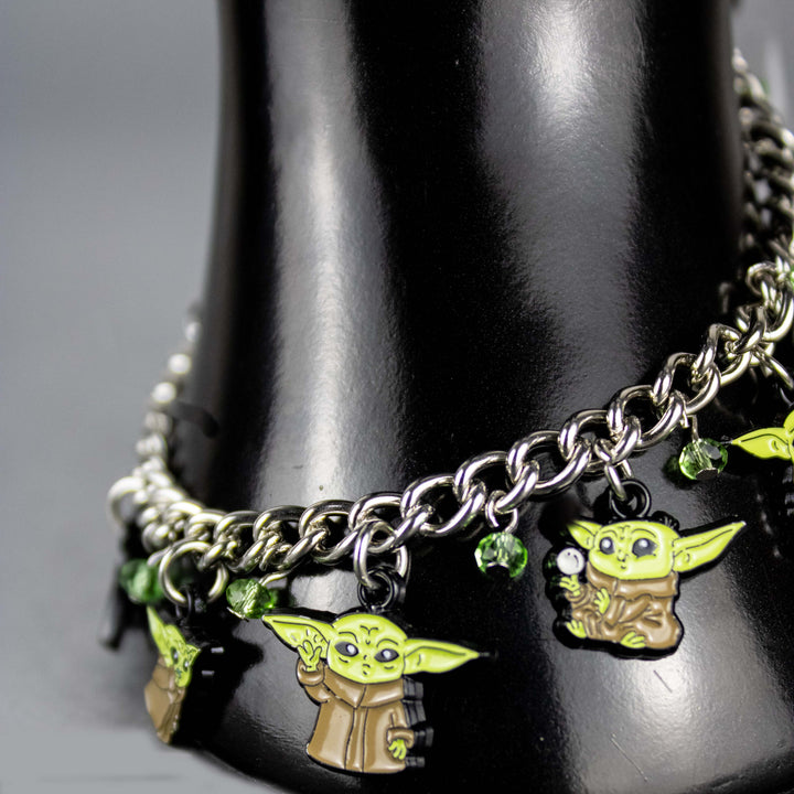 Star Wars The Mandalorian Grogu Stainless Steel Enamel Charm Bracelet
