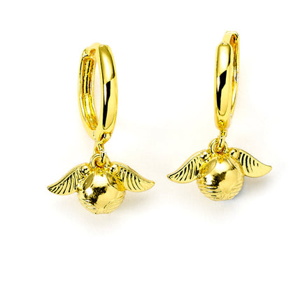 Harry Potter Golden Snitch Hugger Hoop Drop Earrings