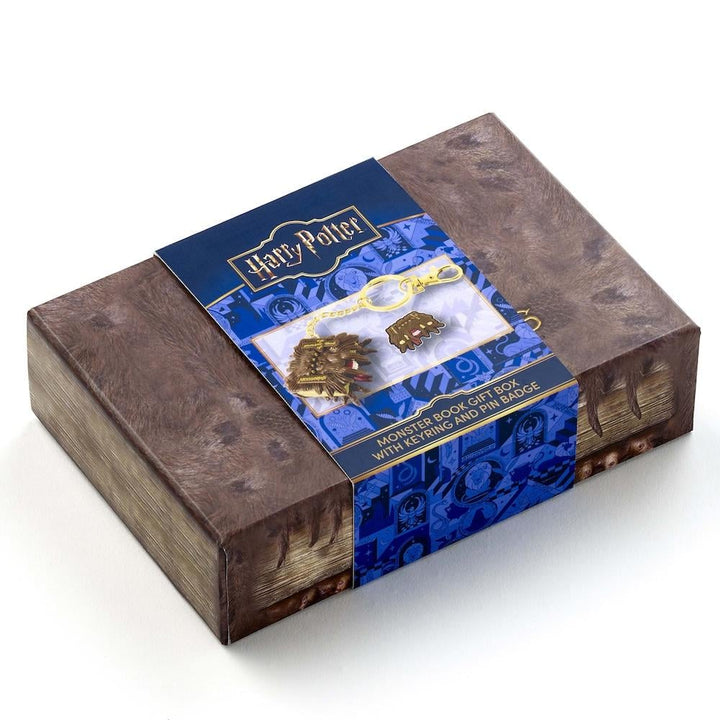 Harry Potter "The Monster Book of Monsters"  Keychain &amp; Pin Boxed Gift Set