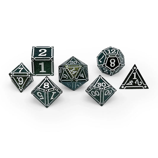 Ironworks - Necromancer Spellbook 7 Piece RPG Set Alloy Metal Dice
