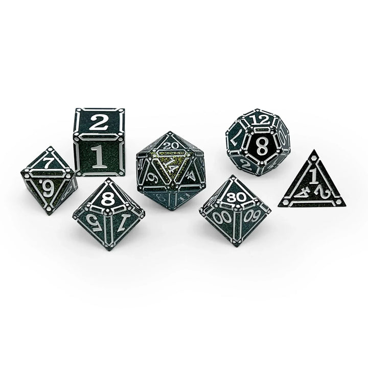 Ironworks - Necromancer Spellbook 7 Piece RPG Set Alloy Metal Dice