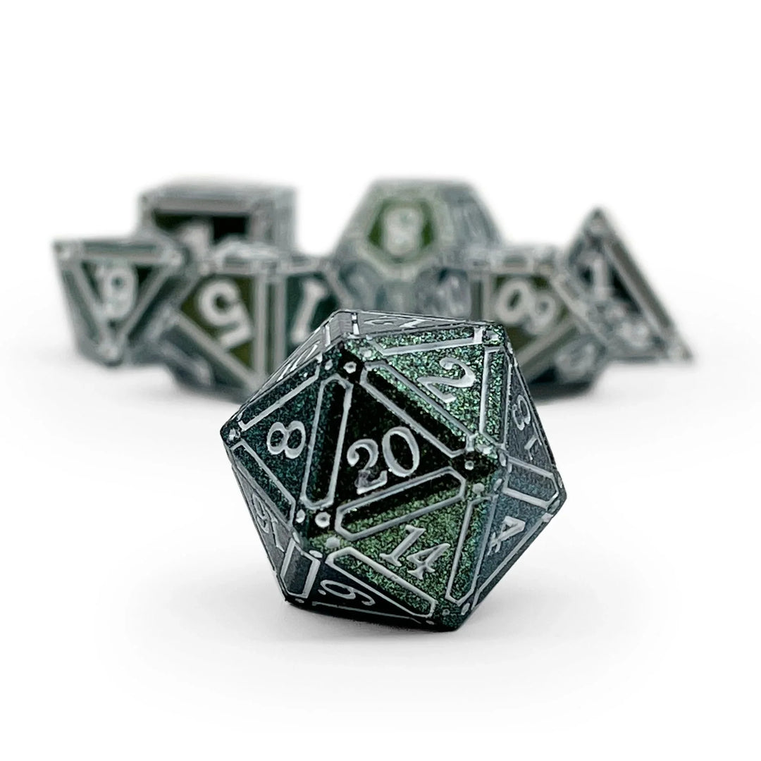 Ironworks - Necromancer Spellbook 7 Piece RPG Set Alloy Metal Dice