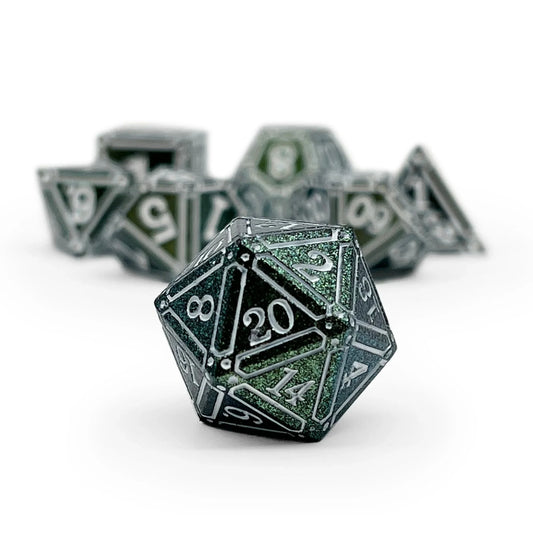 Ironworks - Necromancer Spellbook 7 Piece RPG Set Alloy Metal Dice