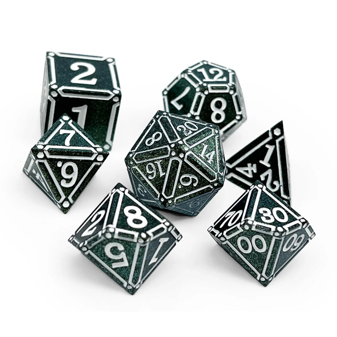 Ironworks - Necromancer Spellbook 7 Piece RPG Set Alloy Metal Dice