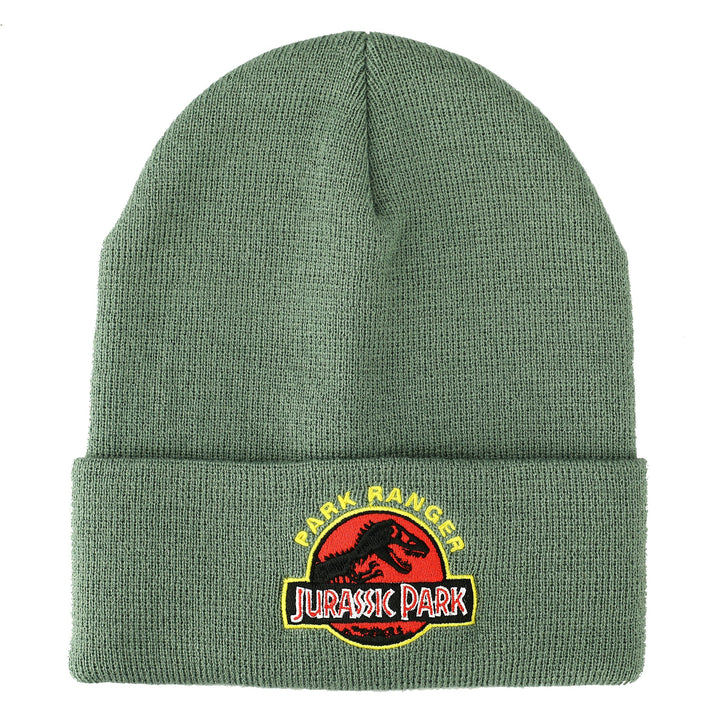 Jurassic Park Ranger Embroidered Logo Green Cuff Knit Beanie Hat