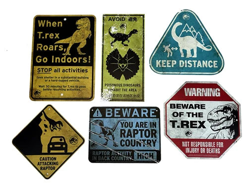 Jurassic World Metal Warning Signs Scaled Prop Replica
