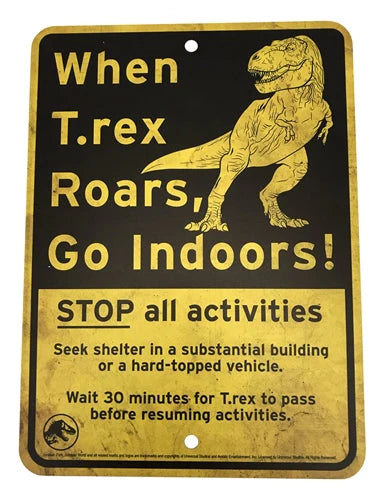 Jurassic World Metal Warning Signs Scaled Prop Replica