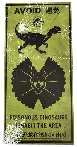 Jurassic World Metal Warning Signs Scaled Prop Replica