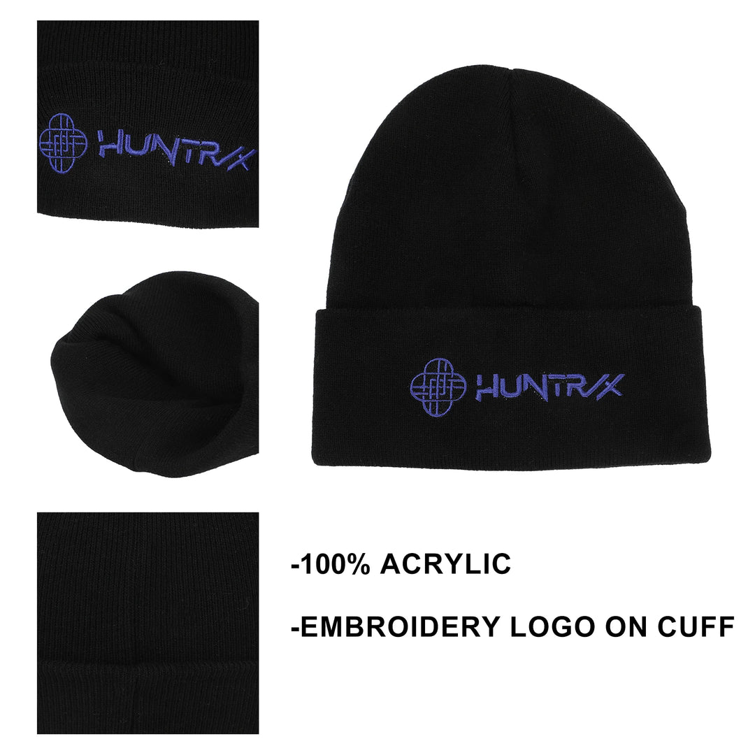 KPop Demon Hunters Huntr/x Black Cuff Knit Beanie Hat