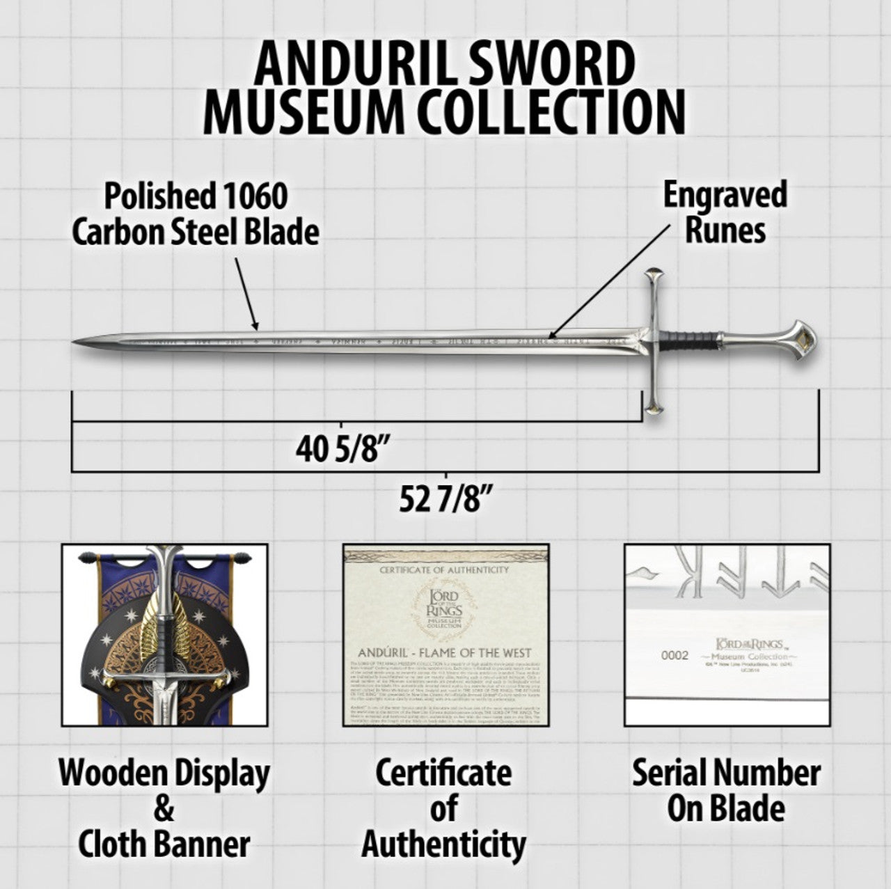 Lord of the Rings Anduril Sword of Aragorn Museum Collection Version by United Cutlery