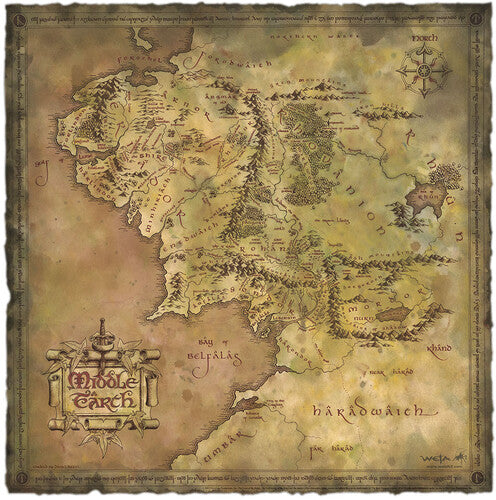 Lord of the Rings Map of Middle Earth on Parchment by Weta Workshop