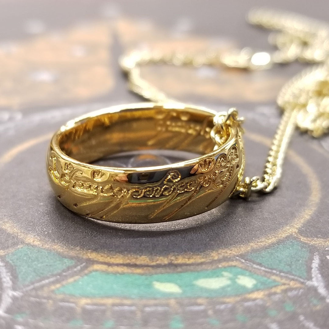 Lord of the Rings The One Ring 24K Gold Plated Bronze Necklace