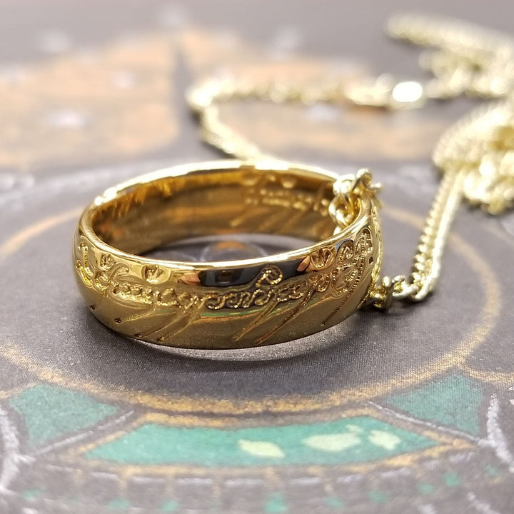 Lord of the Rings The One Ring 24K Gold Plated Bronze Necklace