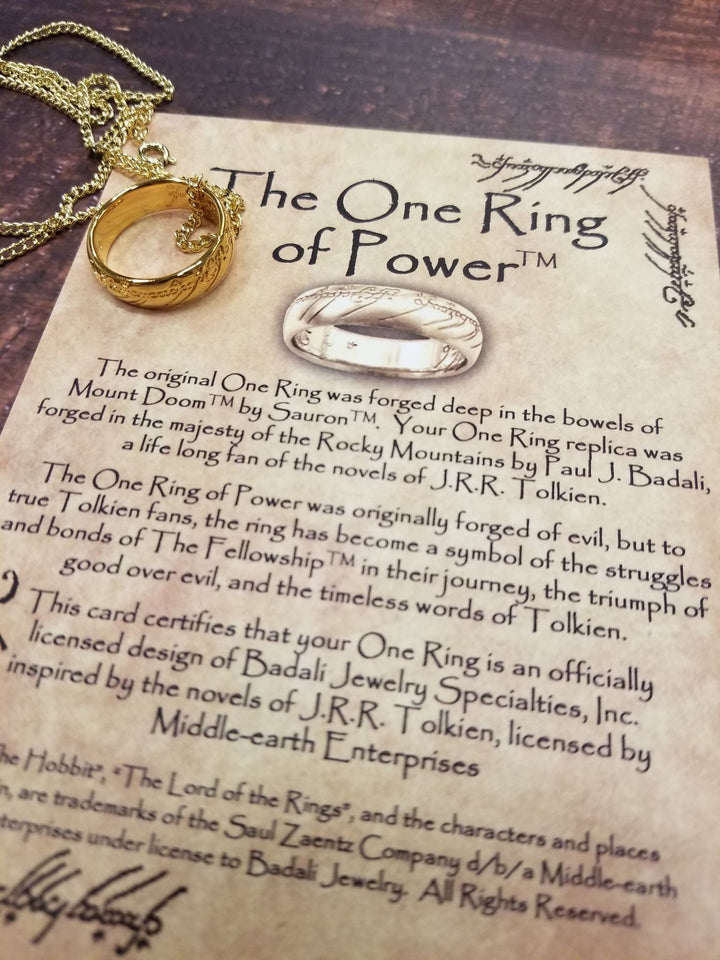 Lord of the Rings The One Ring 24K Gold Plated Bronze Necklace