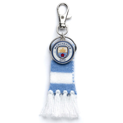 Manchester City Football Club Blue Scarf with Logo Charm Backpack Hanger