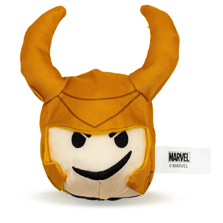Marvel Loki Smirking Face Squeaker Plush Dog Toy