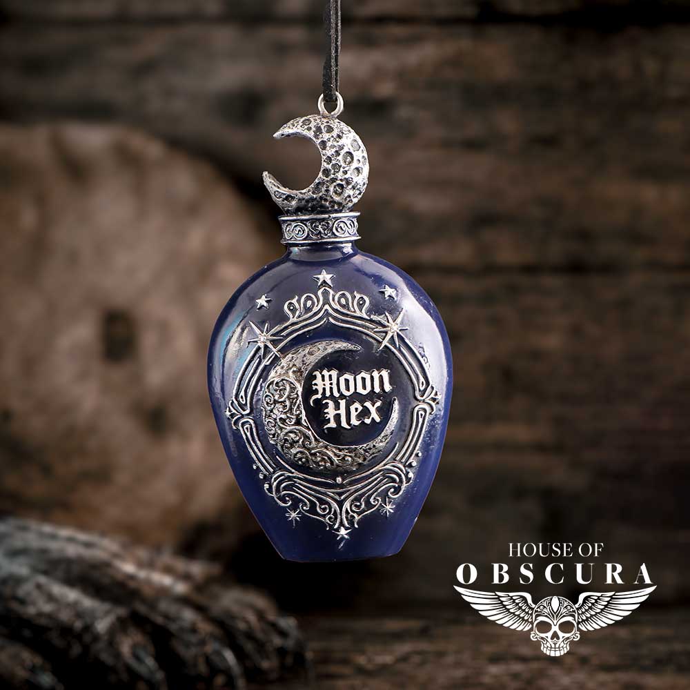 Moon Hex Potion Bottle Hanging Holiday Ornament
