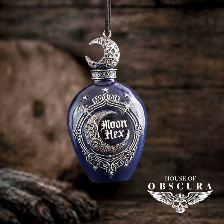 Moon Hex Potion Bottle Hanging Holiday Ornament