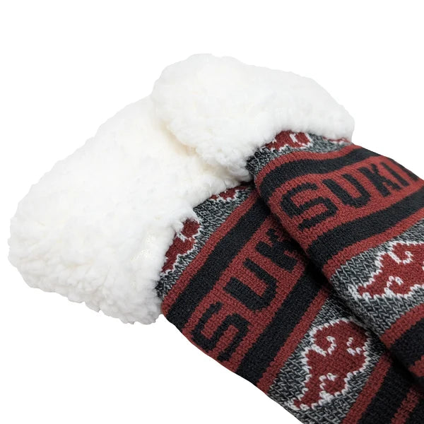 Naruto Shippuden Akatsuki Sherpa Slipper Crew Socks
