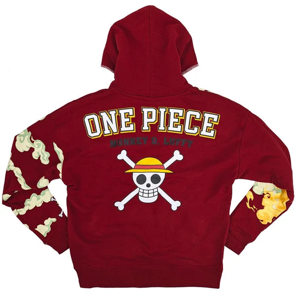 One Piece Luffy &amp; Jolly Roger Embroidered Pullover Hoodie