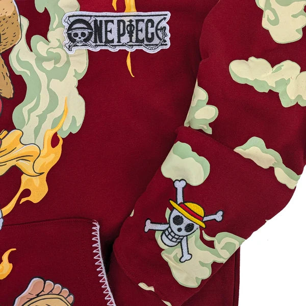 One Piece Luffy &amp; Jolly Roger Embroidered Pullover Hoodie