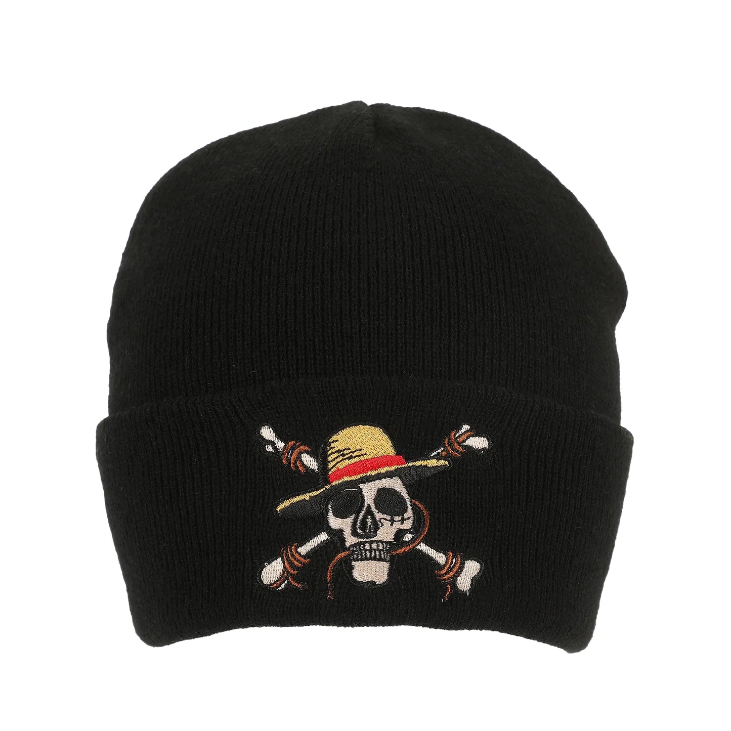 One Piece Straw Hat Pirates Skull & Crossbones Logo Black Cuff Beanie