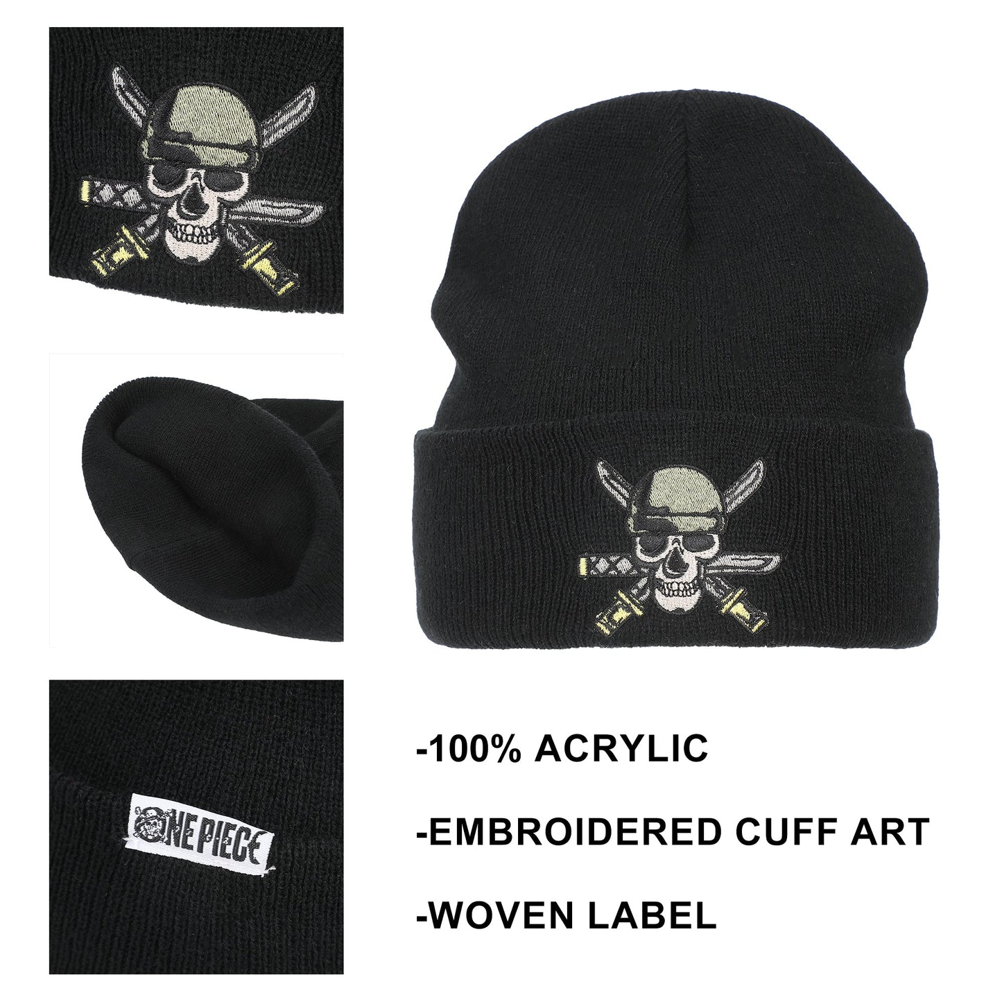 One Piece Zoro Jolly Roger Cuff Beanie Hat