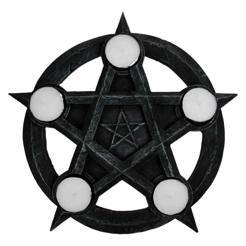 Pentagram Gothic Wiccan Tealight Holder