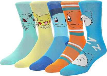 Pokemon Character Womens Crew Socks 5 Pack