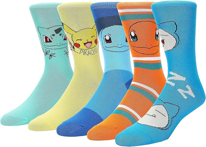Pokemon Character Womens Crew Socks 5 Pack