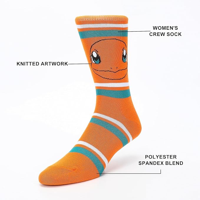 Pokemon Character Womens Crew Socks 5 Pack