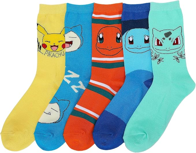 Pokemon Character Womens Crew Socks 5 Pack