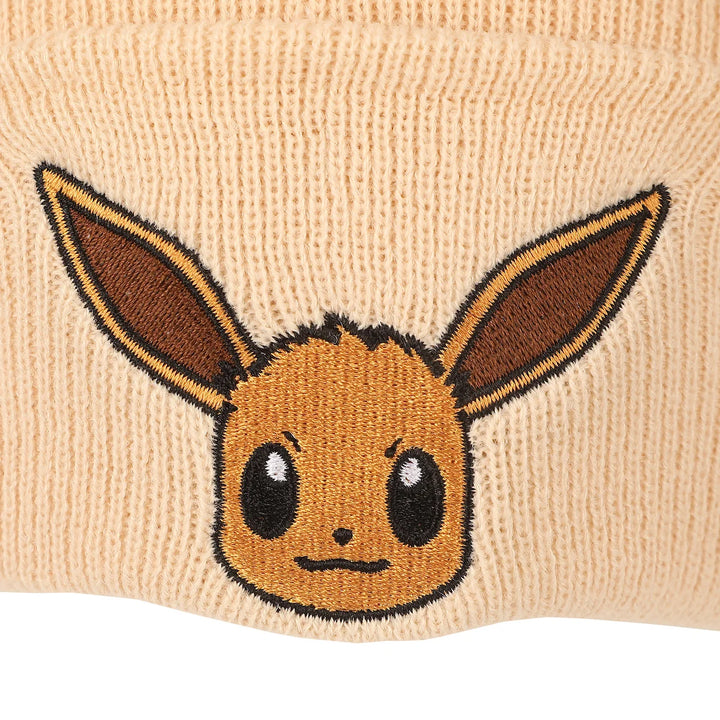 Pokemon Eevee Embroidered Tan Cuff Beanie