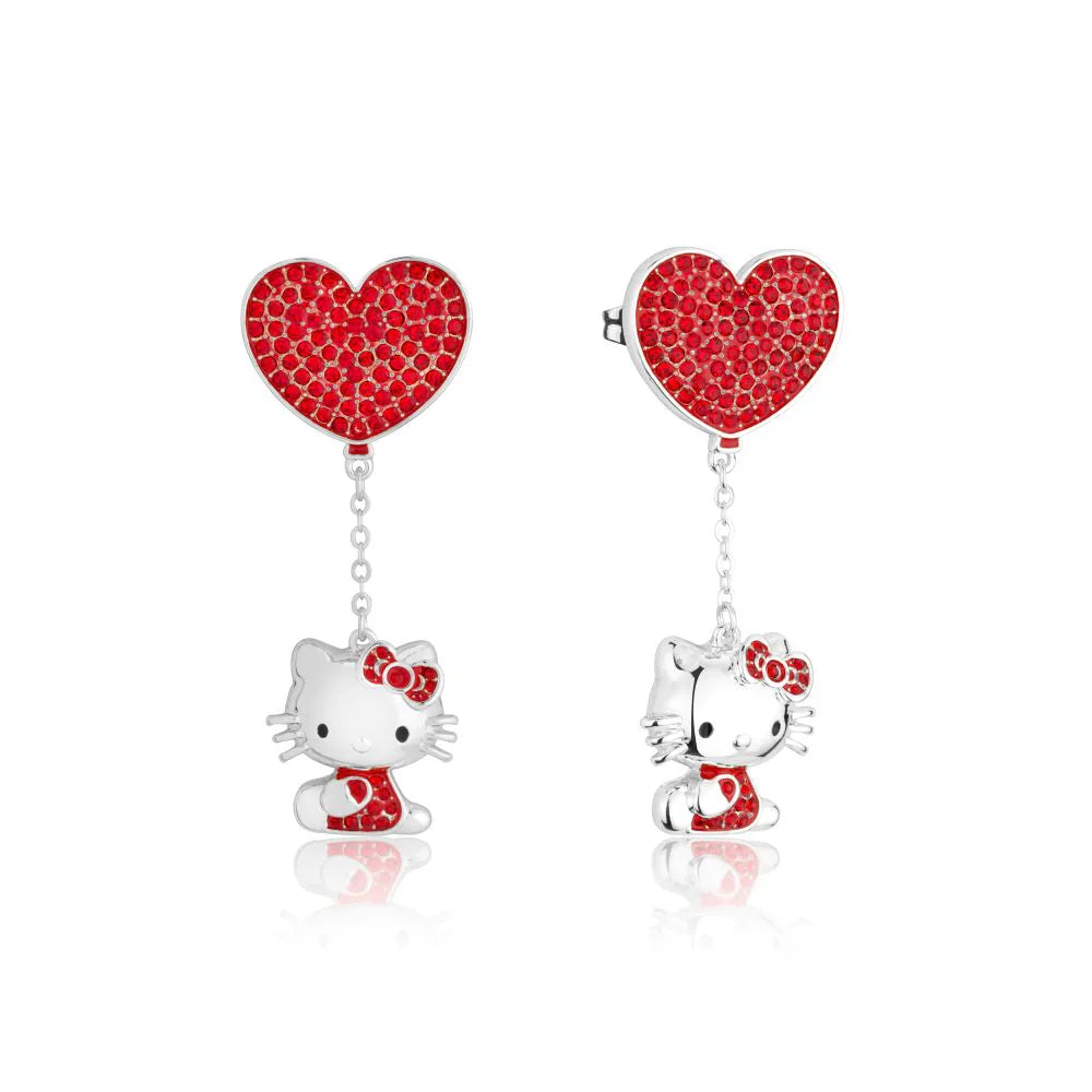 Hello Kitty Sanrio Crystal Heart Drop Earrings