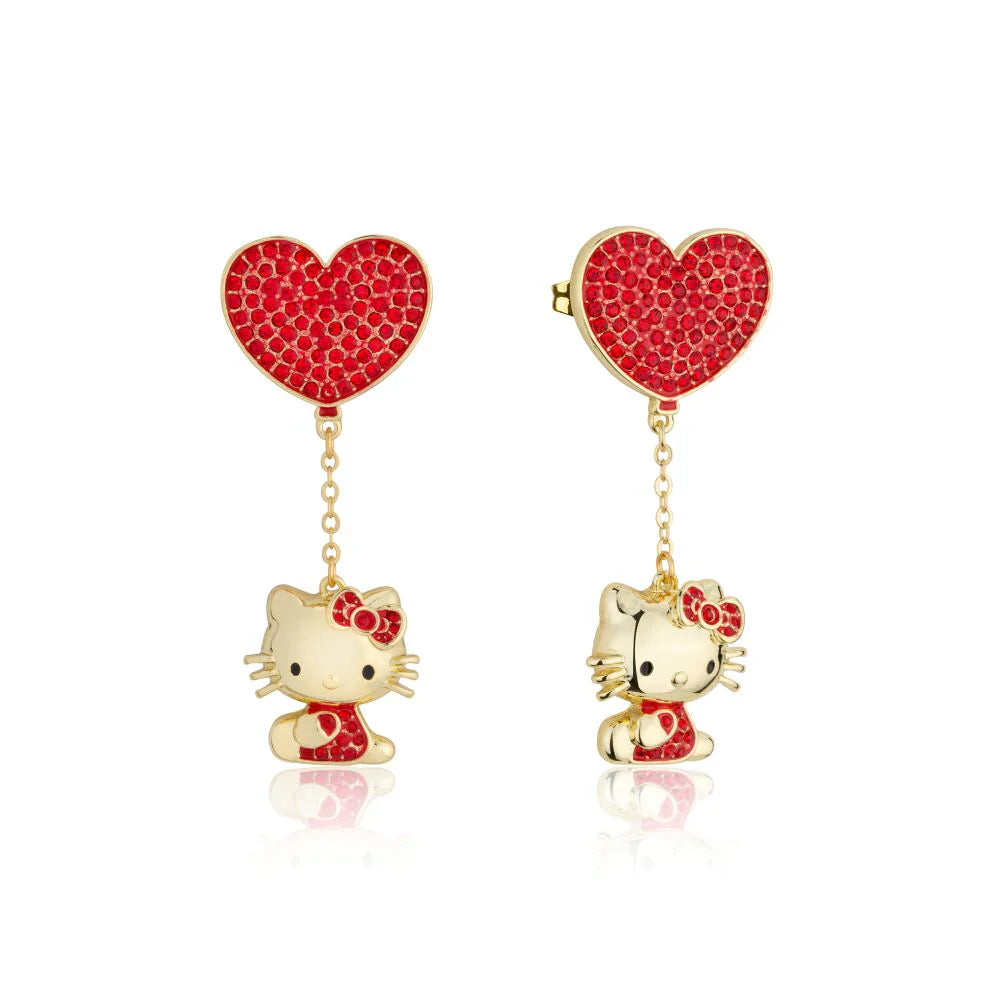 Hello Kitty Sanrio Crystal Heart Drop Earrings