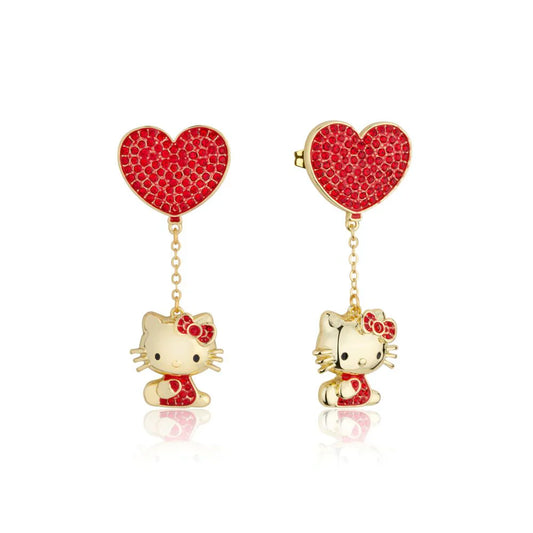 Sanrio Hello Kitty Crystal Heart Drop Earrings