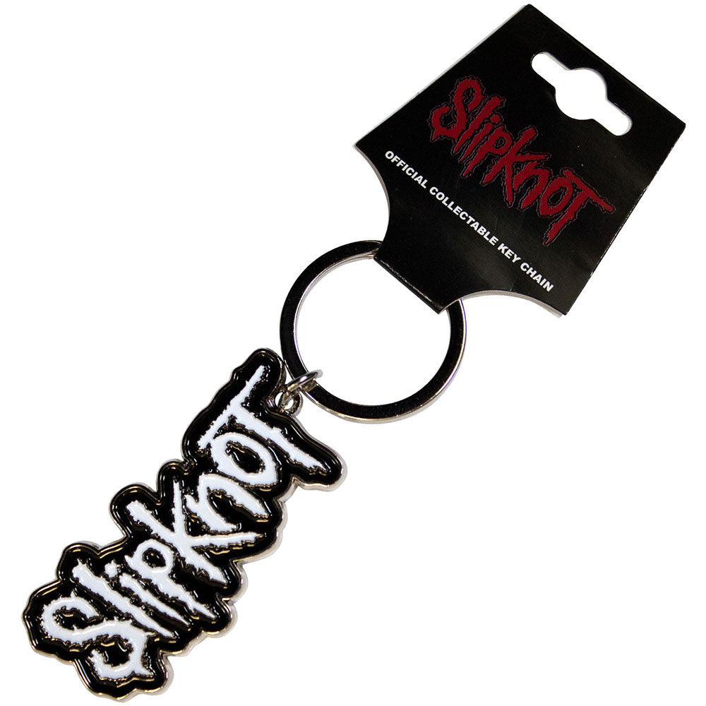 Slipknot Keychain White Logo Black Border