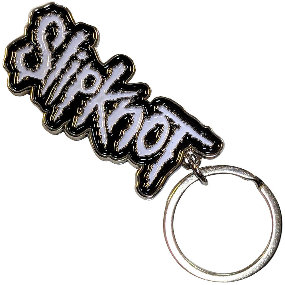 Slipknot Keychain White Logo Black Border