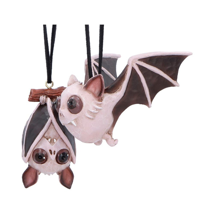 Sneak and Peak Bats Hanging Holiday Ornament Set