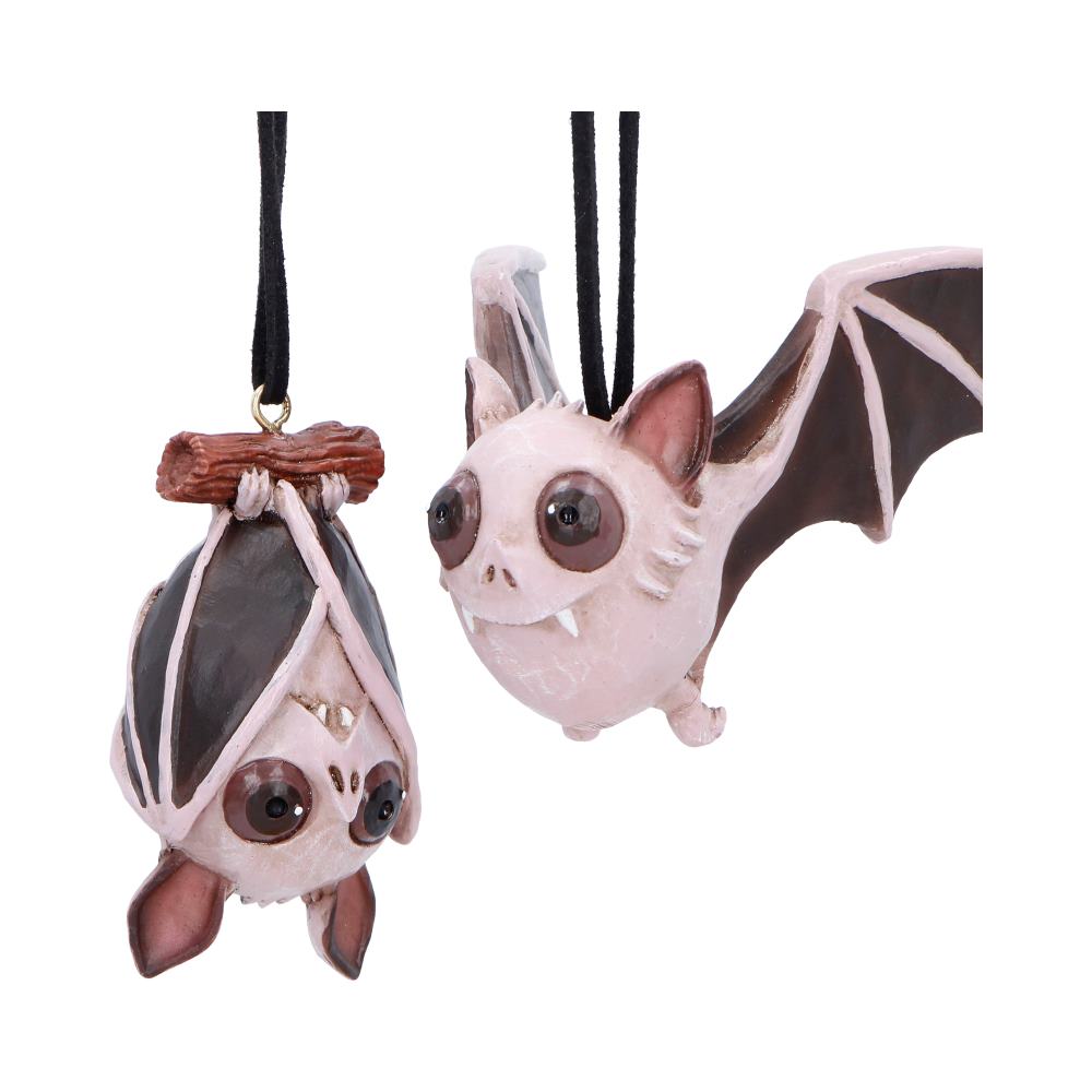 Sneak and Peak Bats Hanging Holiday Ornament Set