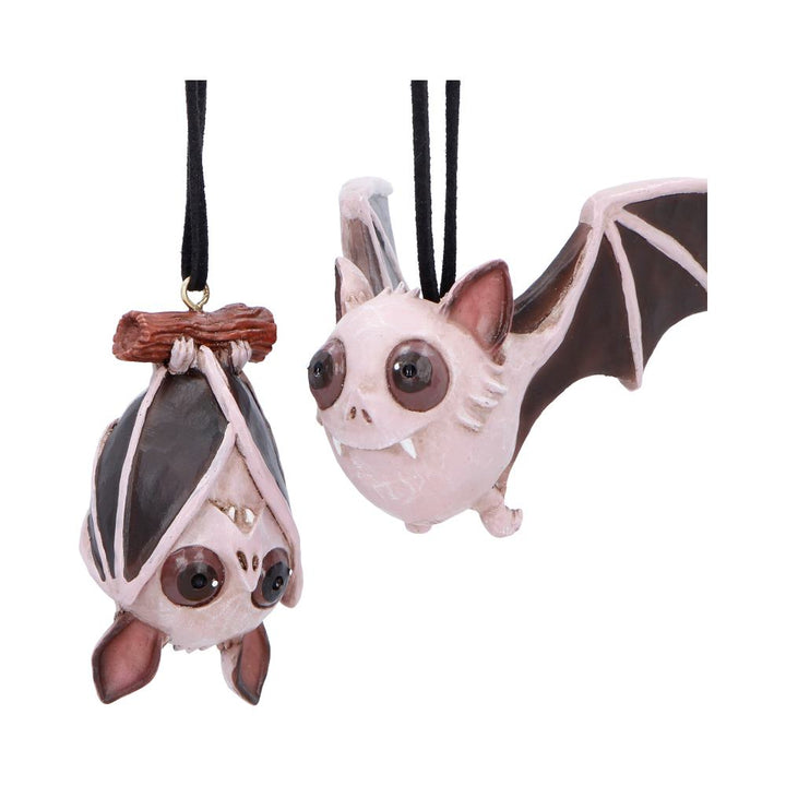 Sneak and Peak Bats Hanging Holiday Ornament Set