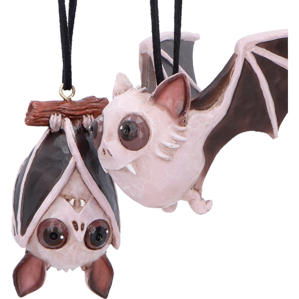 Sneak and Peak Bats Hanging Holiday Ornament Set